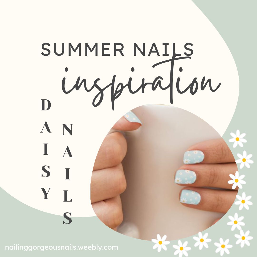 Daisy nails, a floral summer nail design